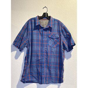Mountain Hardwear Men’s XL Blue Plaid Cotton Button Up Shirt Short Sleeve Outdoo